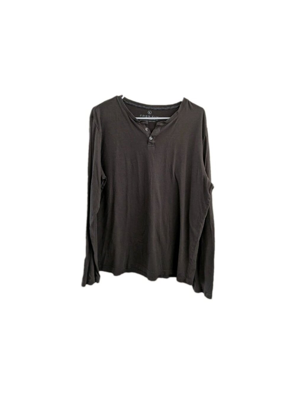 Free Fly Bamboo Henley Top Mens L Green Long Sleeve Raglan Casual  Performance